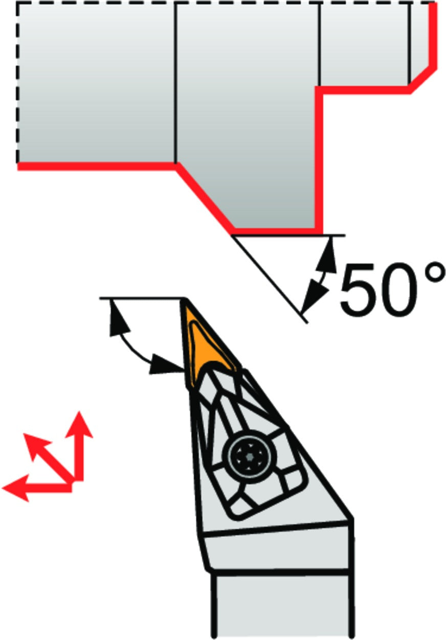 PRAMET Drehwerkzeughalter ISO DVJNL 2020 K 16 – Linkslauf, 20x20 mm, 125 mm, doppelt geklemmt