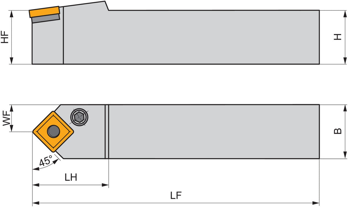 PRAMET Drehwerkzeughalter ISO PSDNN 2020 K 12, 125 mm, Neutral, für SN.. 1204.. Wendeschneidplatten