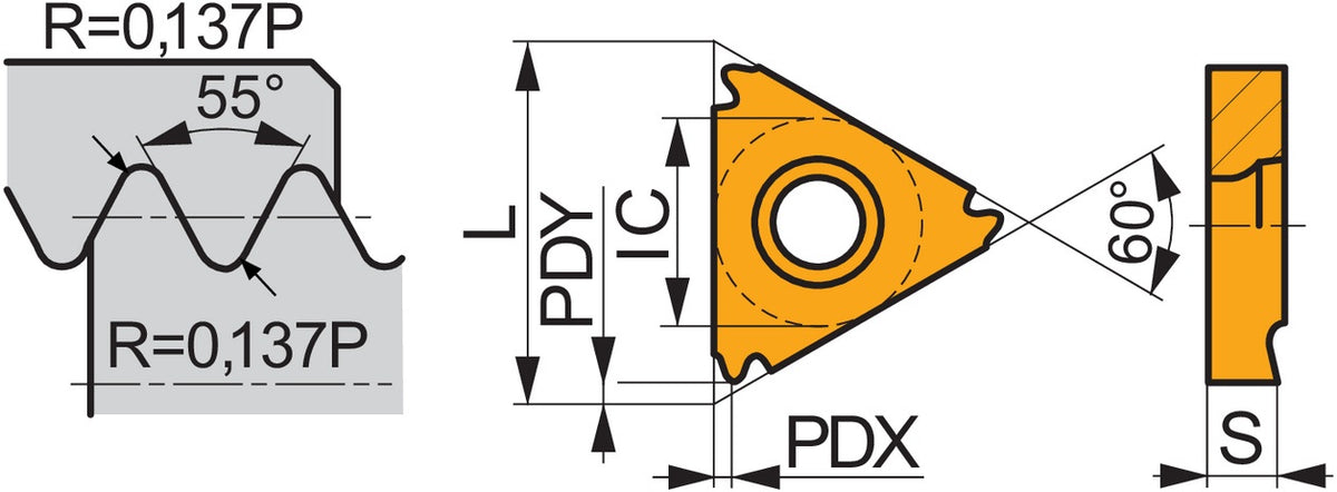 PRAMET Gewindedreh-Wendeschneidplatte TN 11NR140W T8030 PVD – 5 Stk.