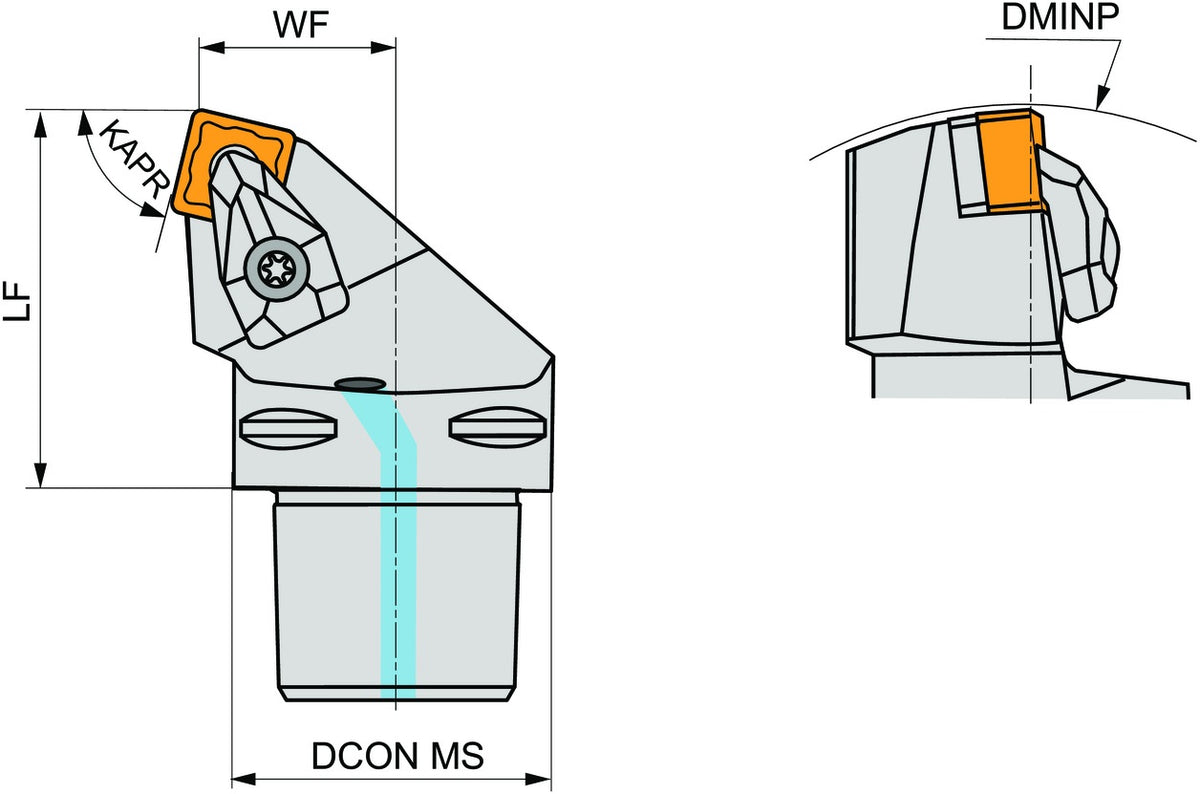 PRAMET Klemmhalter ISO C4-DSRNL-22050-12 mit Polygonkupplung, Linkslauf, 40 mm