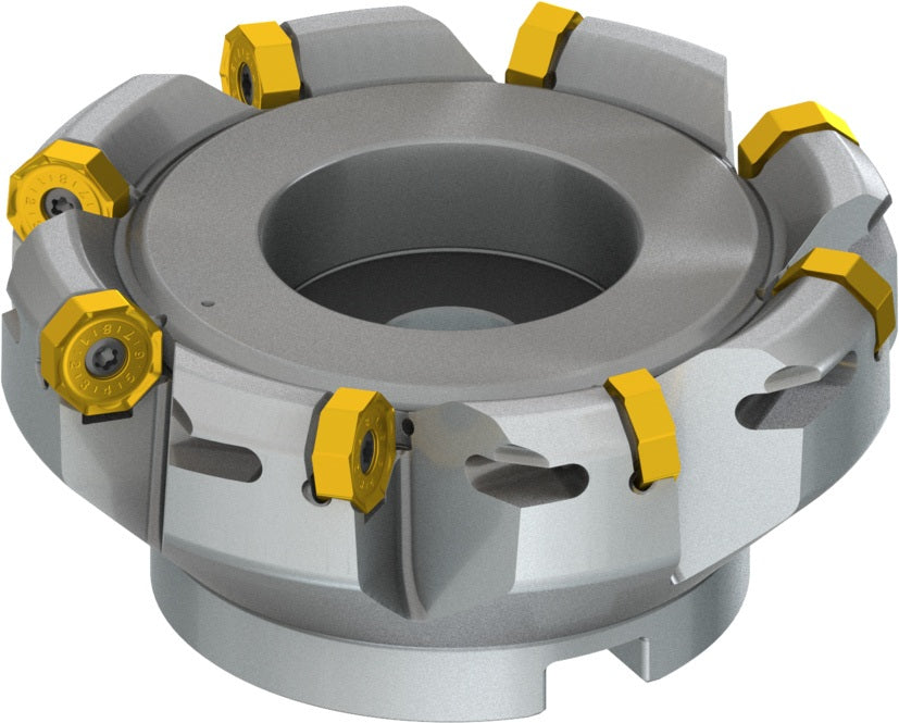 PRAMET Planfräser ISO 100A08R-S45ON06-C D.32mm Schneid-D.110,8mm – Doppelt negative Geometrie, 8 Wendeplatten