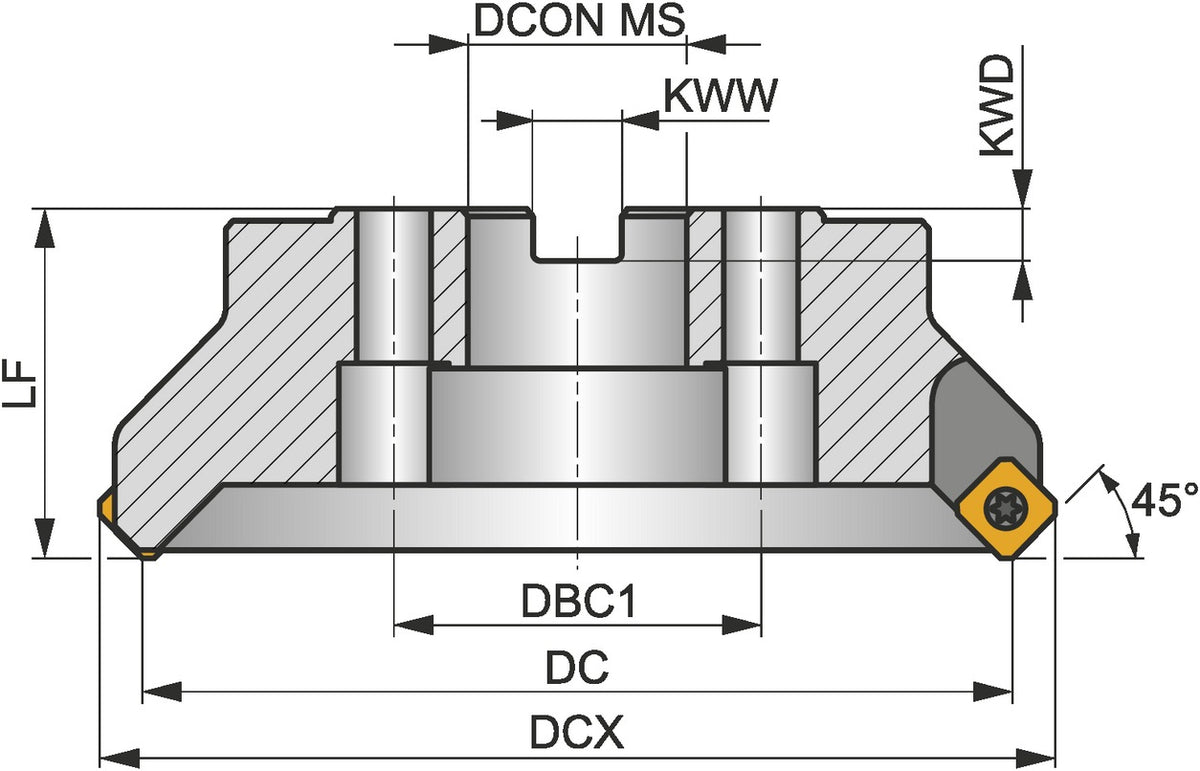 PRAMET Planfräser ISO 100A10R-S45SE09F-C D.32mm Rechtslauf Schneid-D.110mm