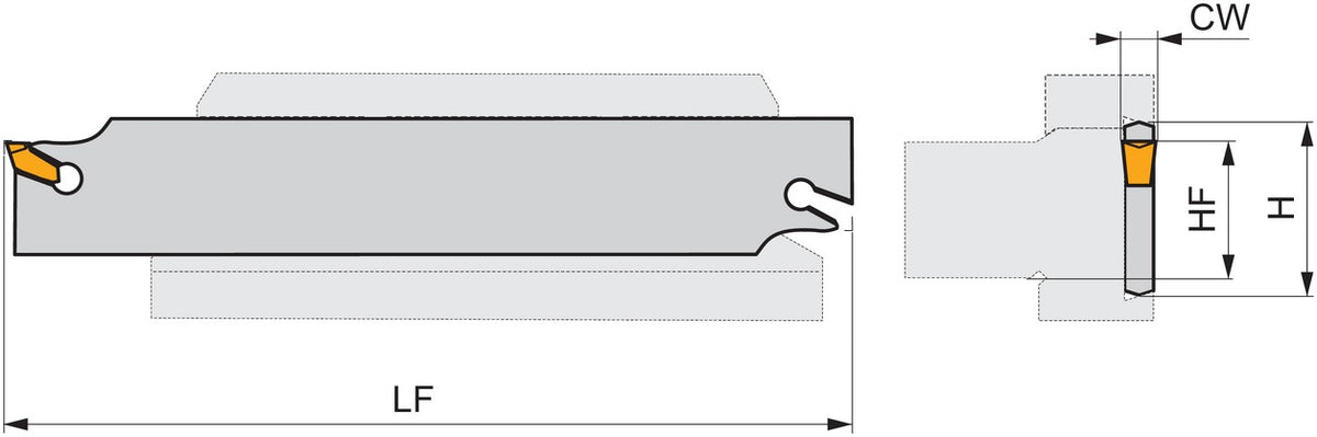PRAMET Doppelseitiges Schwert ISO XLCFN 2601 J 1.60 – Einstechtiefe 15 mm, Schnittbreite 1,5 mm