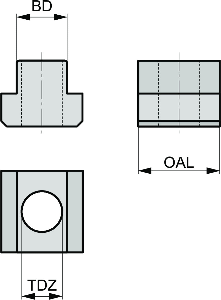 PRAMET T-Nut ISO TN.12-M10 – M10 Gewindegröße, 12 mm Grundkörper, 18 mm Länge