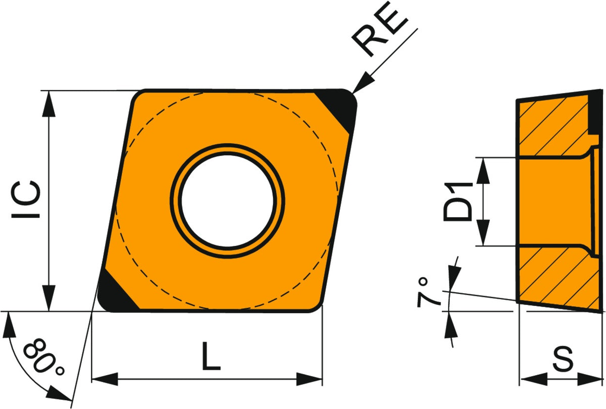PRAMET Drehwendeschneidplatte CCGW 060204E-B TB310 CBN 80° Rhomboid 2 Stk.