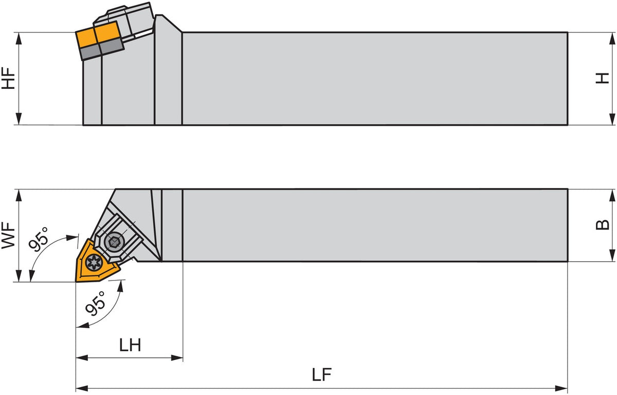 PRAMET Drehwerkzeughalter ISO MWLNL 2525 M 08 – Linkslauf, 150 mm, für WN.. 0804.. Wendeschneidplatten