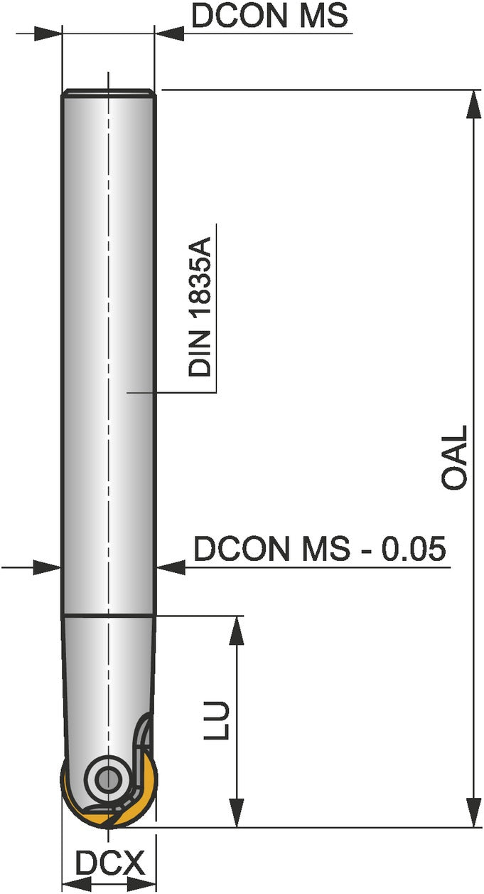 PRAMET Kopierschaftfräser ISO 12K2R30M06-SRC12-A, 6,5 mm Schaft, 12 mm Schneid-Durchmesser