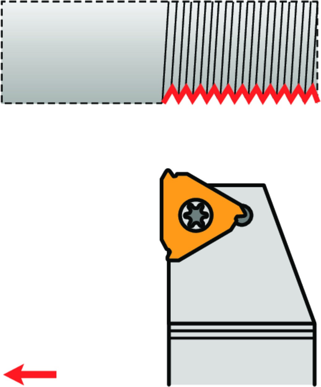 PRAMET Gewindedrehhalter ISO SEL 2020 K 16 – Linkslauf, 20 mm Schaft, 125 mm Länge