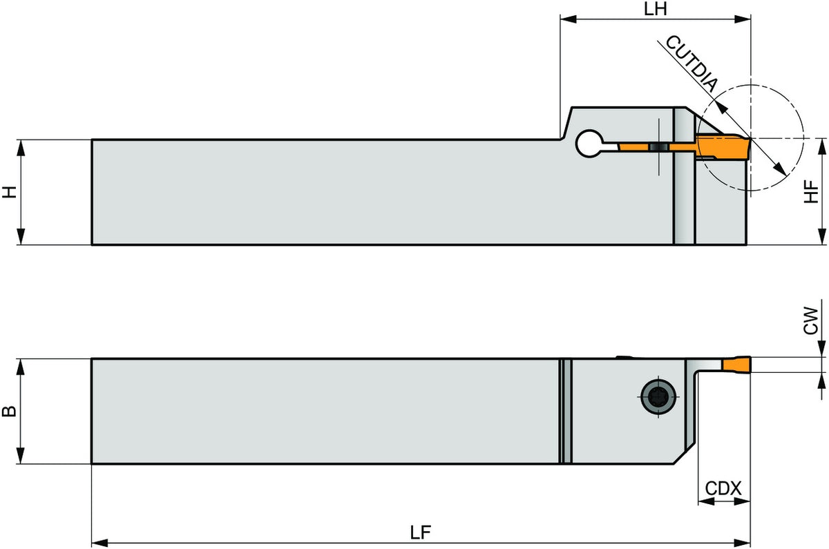 PRAMET Außendrehhalter ISO GL2-S2020KFL-10 – Linkslauf, Einstechtiefe 10 mm