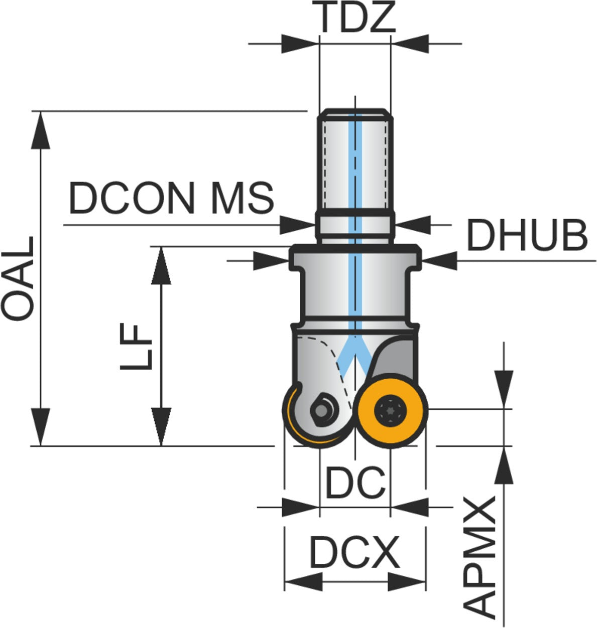 PRAMET Kopier-Planfräser ISO 42A05R-SMORD10-CF D.16mm mit Wendeplatte, Schneid-D.42mm