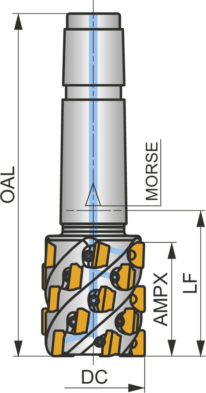 PRAMET Walzenstirnfräser ISO 50T05R-C90SD12X55 – Ø 50 mm, Rechtslauf, 90° Anstellwinkel