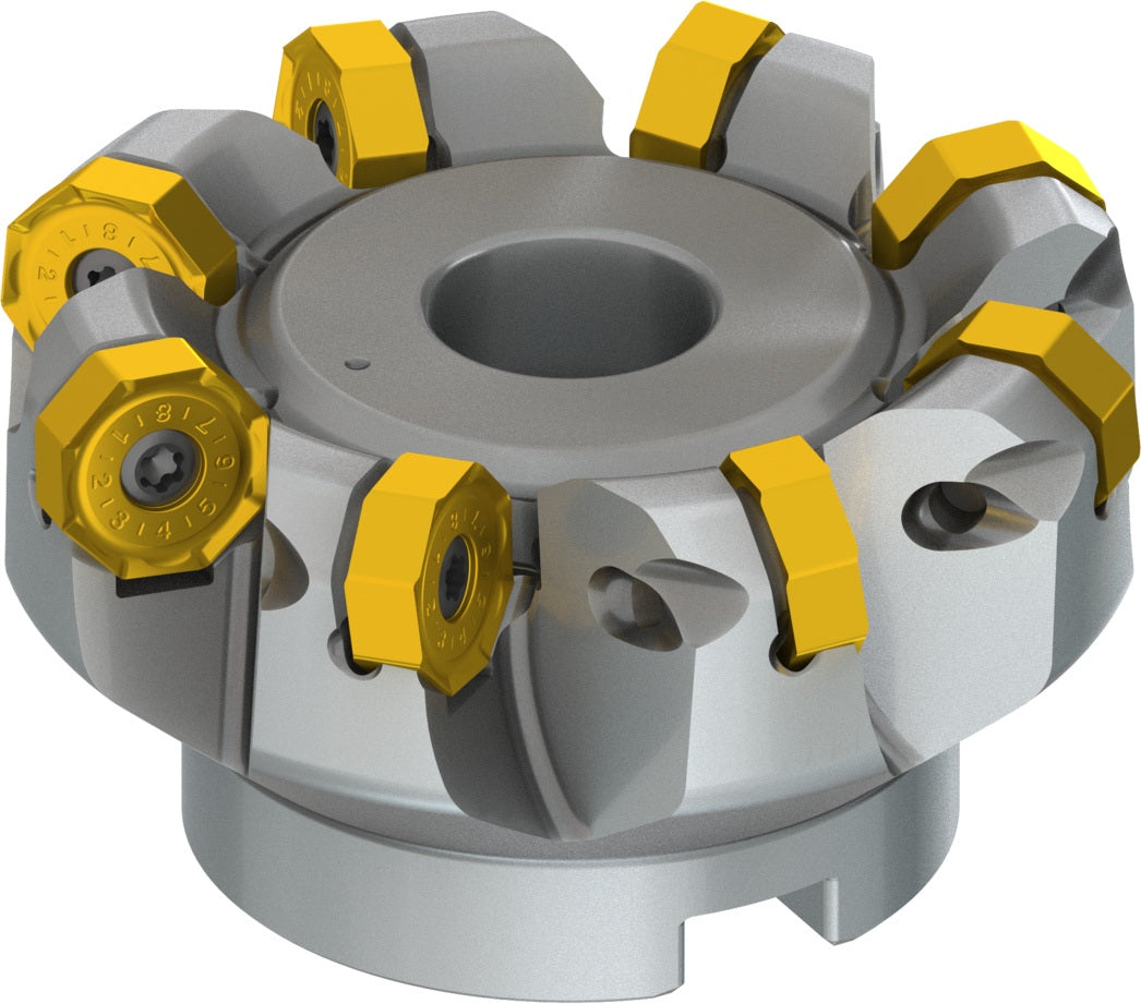 PRAMET Planfräser ISO 100A08R-S45ON06-C D.32mm Schneid-D.110,8mm – Doppelt negative Geometrie, 8 Wendeplatten