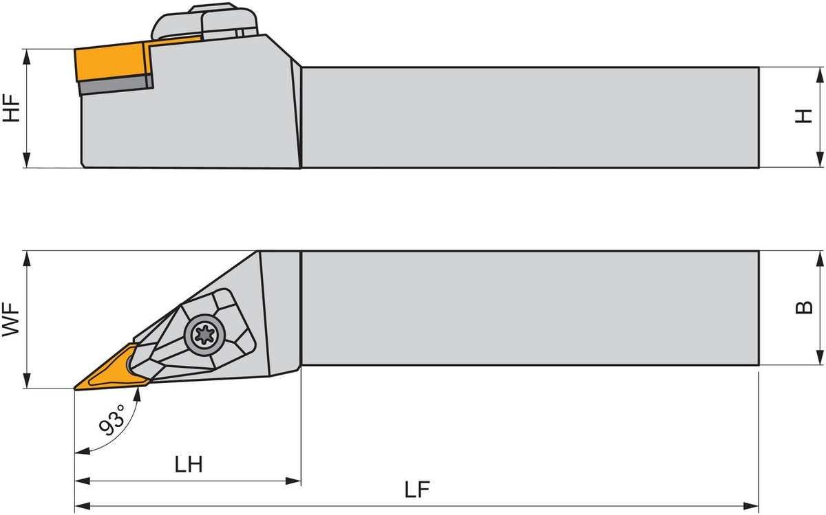 PRAMET Drehwerkzeughalter ISO DVJNL 2020 K 16 – Linkslauf, 20x20 mm, 125 mm, doppelt geklemmt