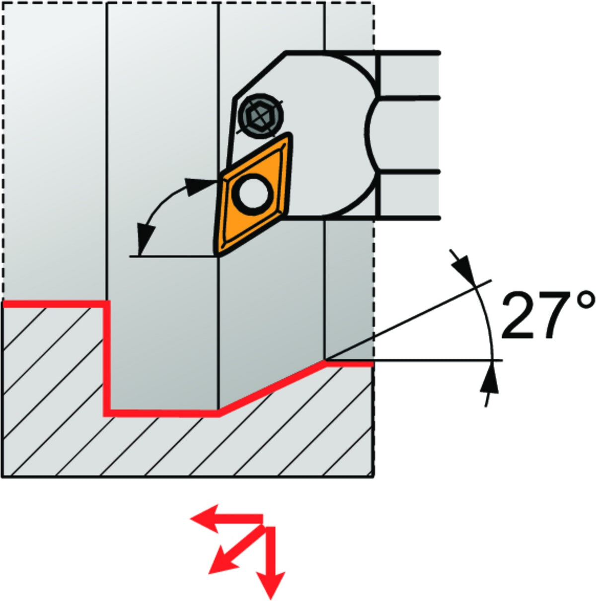 PRAMET Bohrstange ISO A25R-PDUNL 11 D.25mm Linkslauf für Innenkegeldrehen