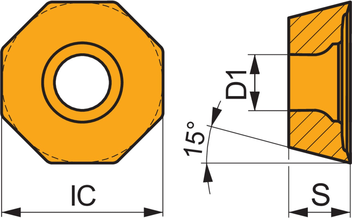 PRAMET Fräswendeschneidplatte ODMT 0504ZZN:M8340 PVD-beschichtet Gold