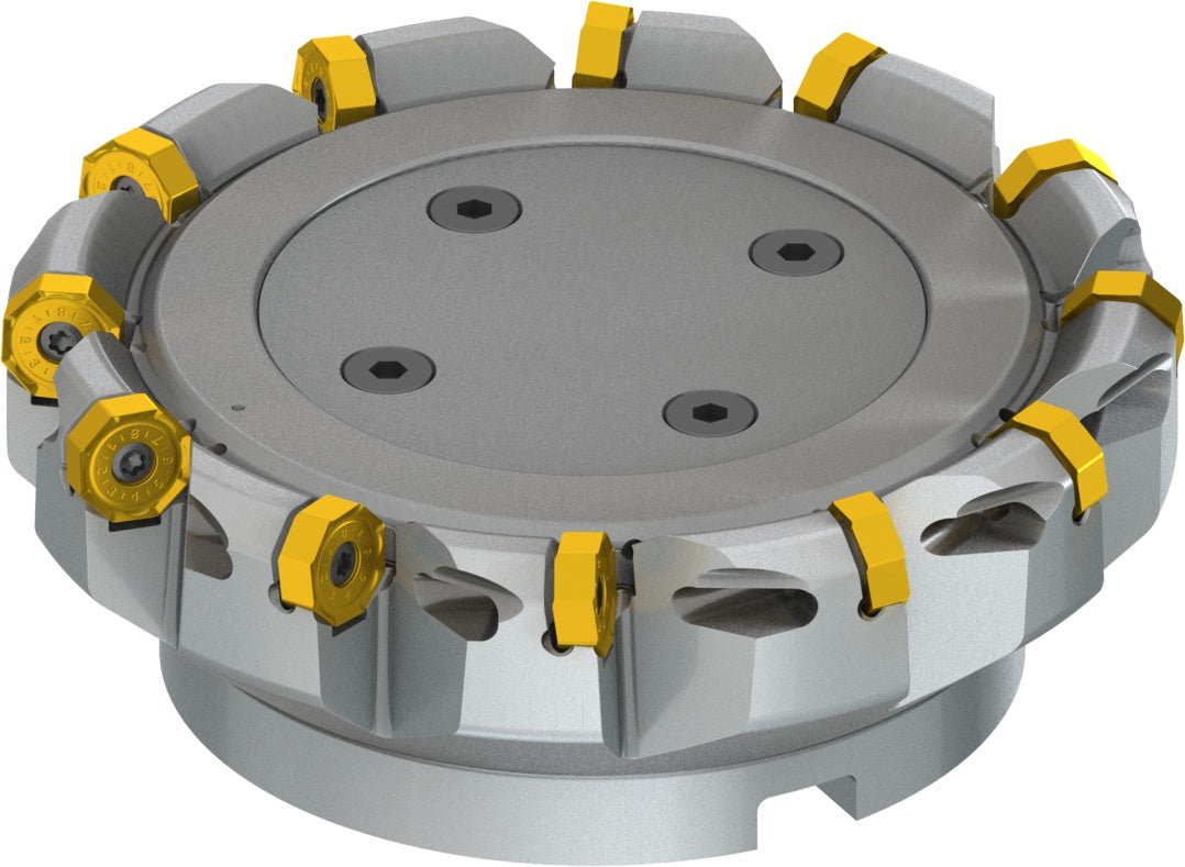 PRAMET Planfräser ISO 100A08R-S45ON06-C D.32mm Schneid-D.110,8mm – Doppelt negative Geometrie, 8 Wendeplatten