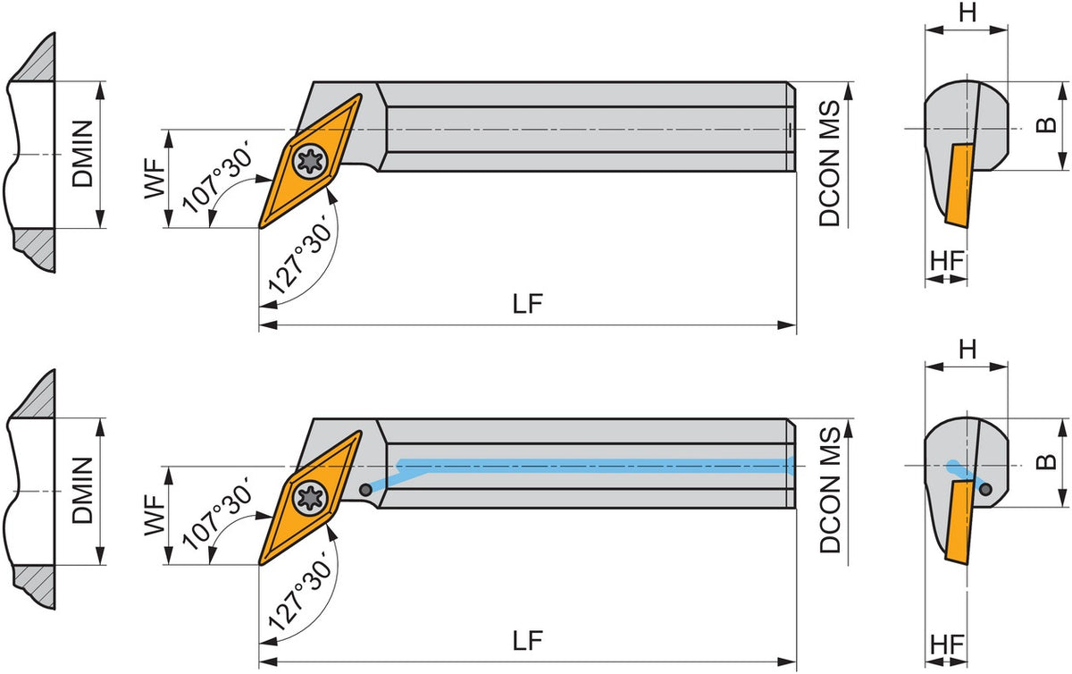PRAMET Bohrstange ISO A16R-SVQBL 11 D.16mm Linkslauf für Wendeschneidplatten