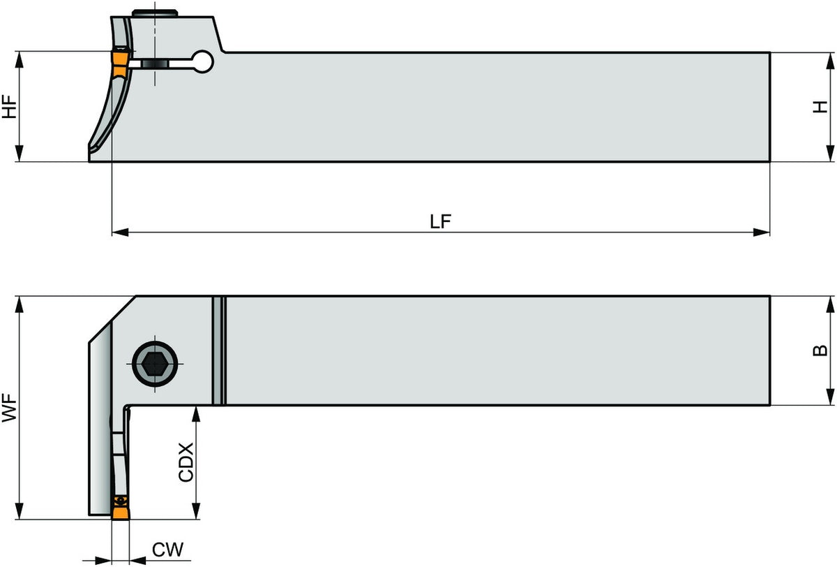 PRAMET Planeinstech-Werkzeug GL3-S2525MGR-15-R044033 Rechtslauf Einstechtiefe 15mm