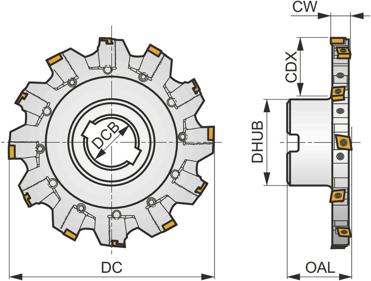 PRAMET Scheibenfräser S90CN 125 mm mit Wendeplattenaufnahme für tiefe Nuten