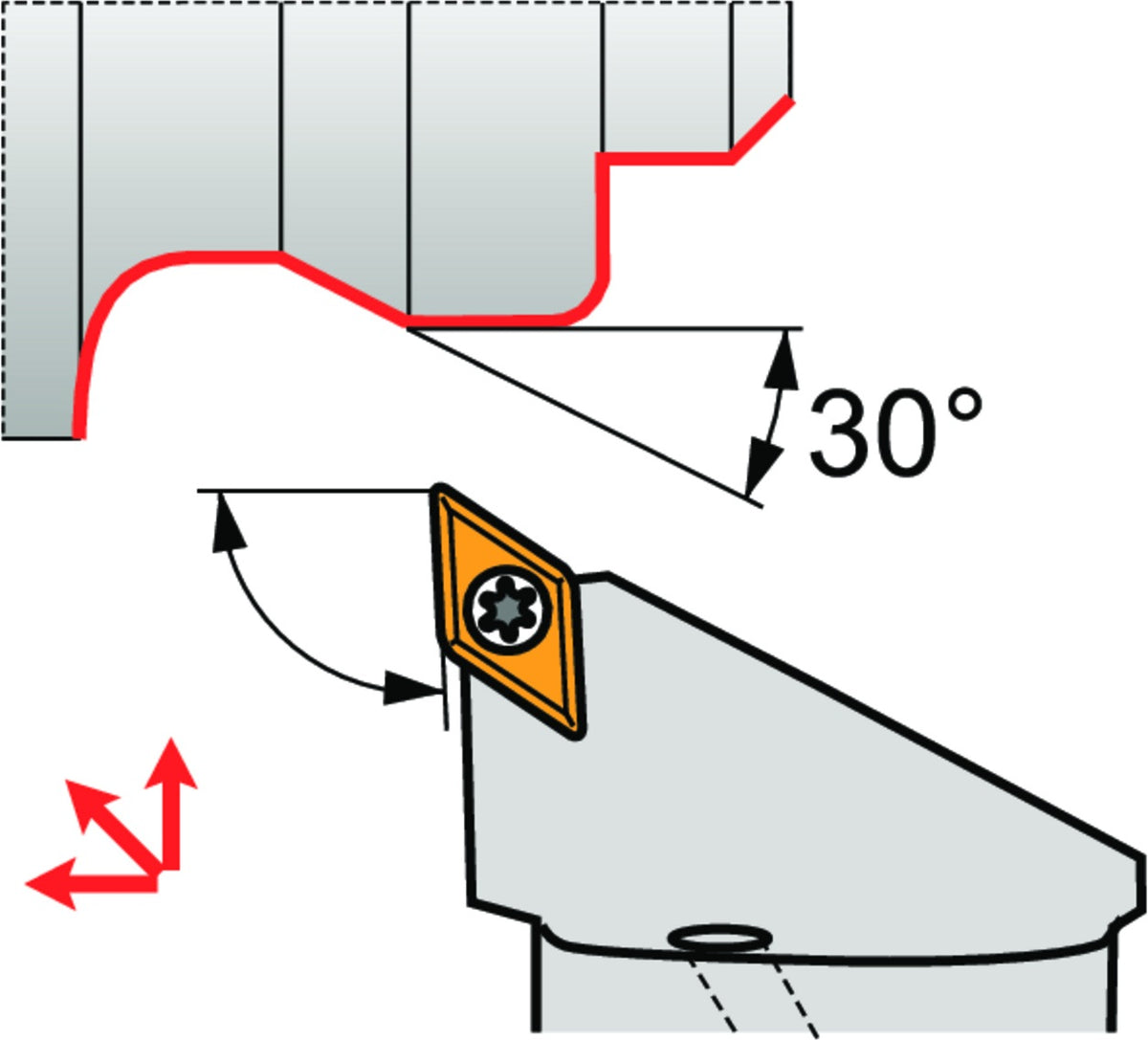 PRAMET Klemmhalter ISO C3-SDJCL-22040-11 mit Polygonkupplung, Linkslauf, 32 mm