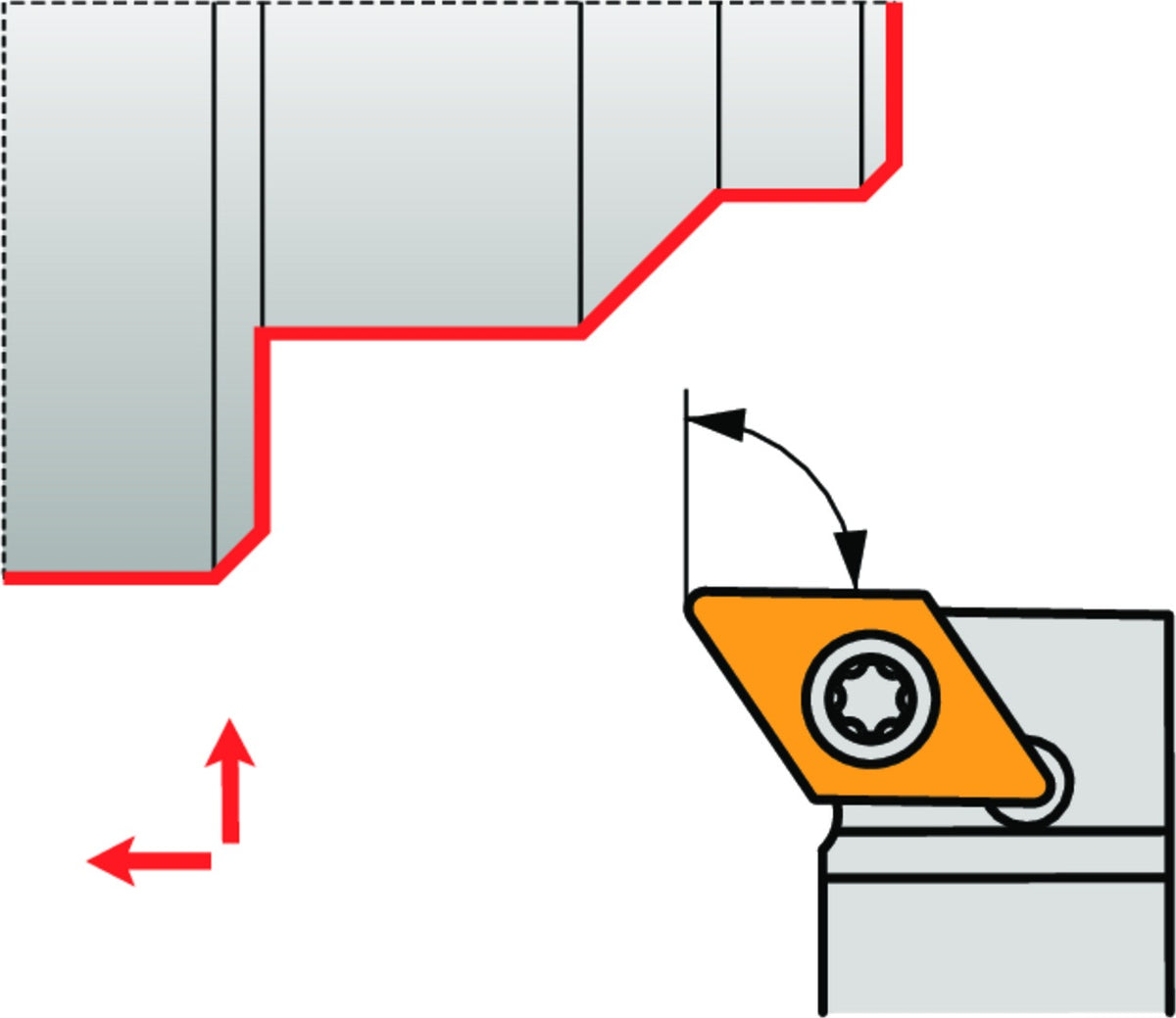PRAMET Drehwerkzeughalter ISO SDFCL 1212 K 07-S – Linkslauf, 125 mm Funktionslänge, Schraubklemmung