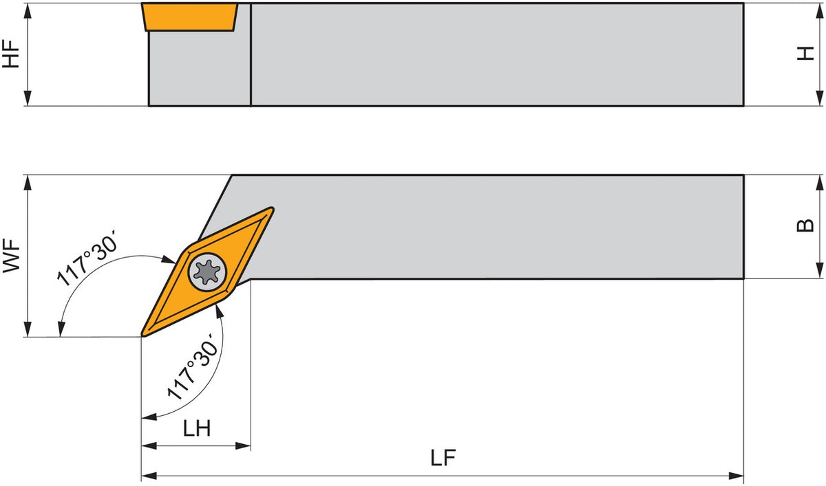 PRAMET Drehwerkzeughalter ISO SVPBL 2020 K 11 – Linkslauf, 125 mm, Schraubklemmung