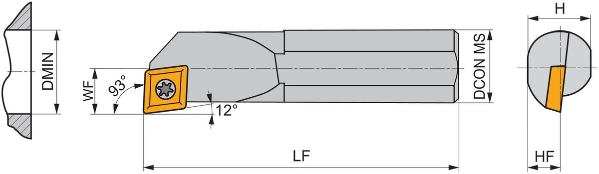 PRAMET Bohrstange ISO S08K-SEUCL 06 D.8mm Linkslauf für 75° Rhombus Wendeschneidplatten