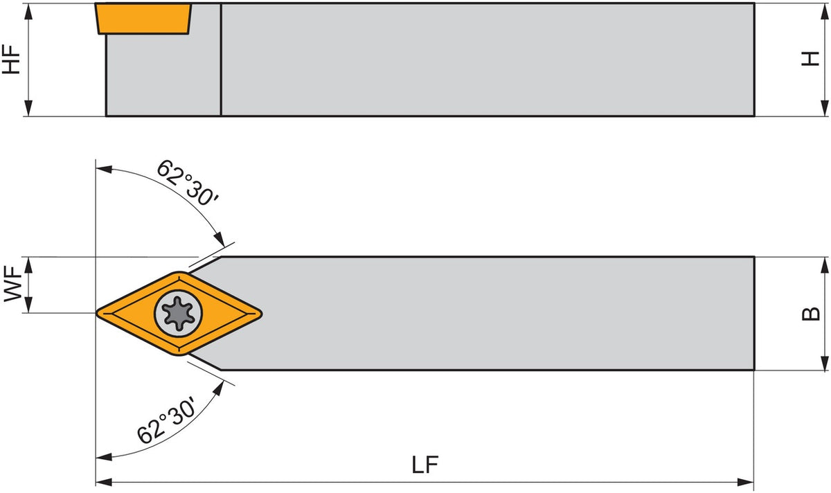 PRAMET Drehwerkzeughalter ISO SDNCN 0808 D 07 Neutral – 60 mm Funktionslänge, Schraubklemmung