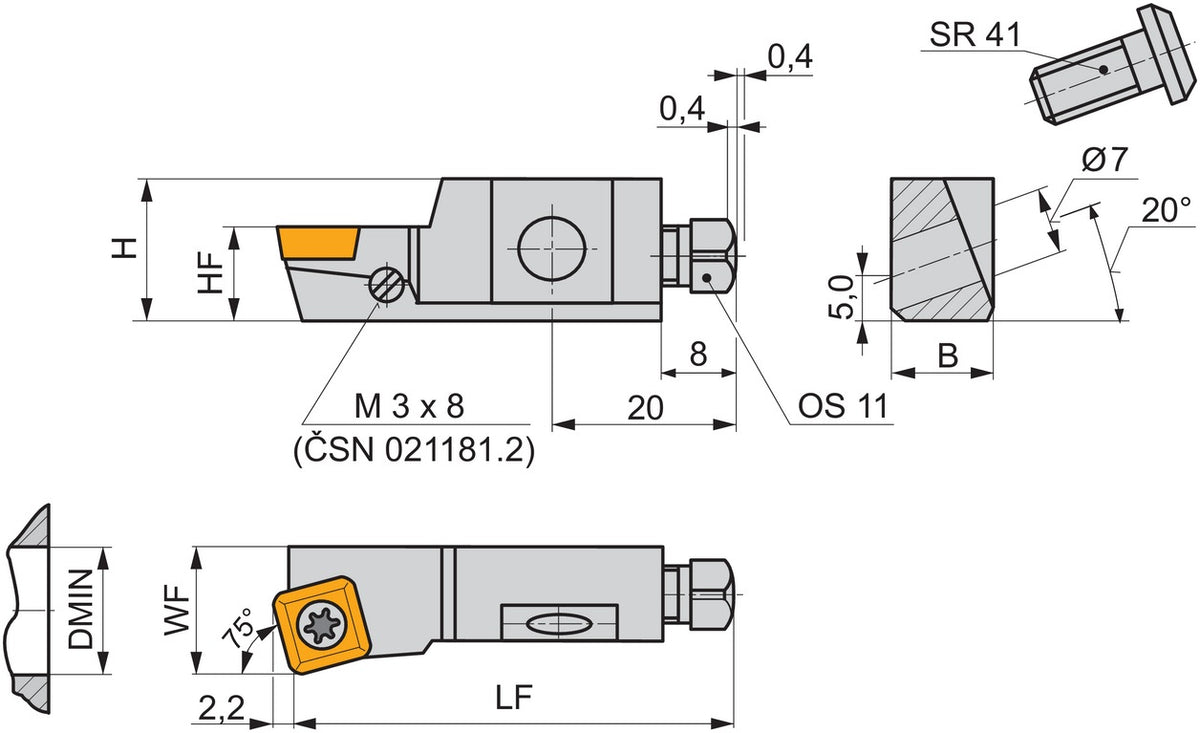 PRAMET Kasettenwerkzeug ISO SSKCR 10 CA-09, Bohrungs-D. 40 mm, verstellbar, Schraubklemmung