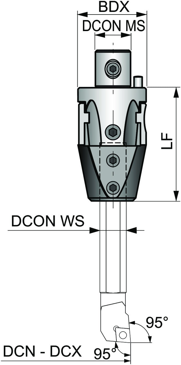 PRAMET Werkzeugschaft ISO A 042 012 D.24mm Schneid-D.34mm für Wechselkopfbohrer