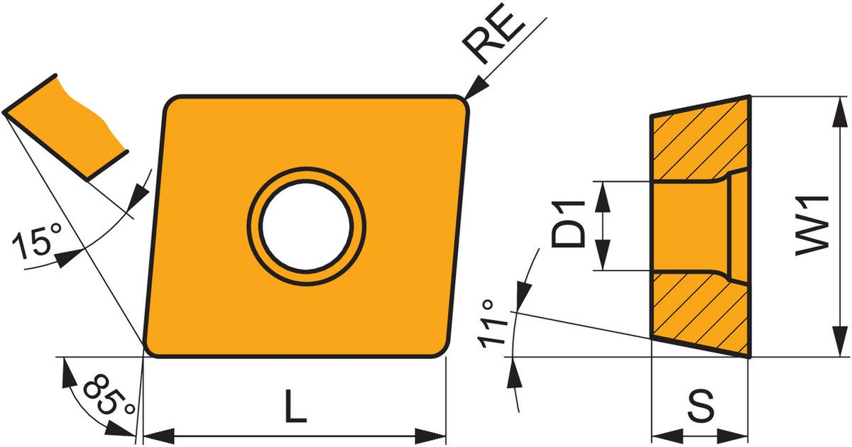 Dormer Pramet Fräswendeschneidplatte APEW 150412ER:M8330 PVD-beschichtet Gold, 10er-Pack