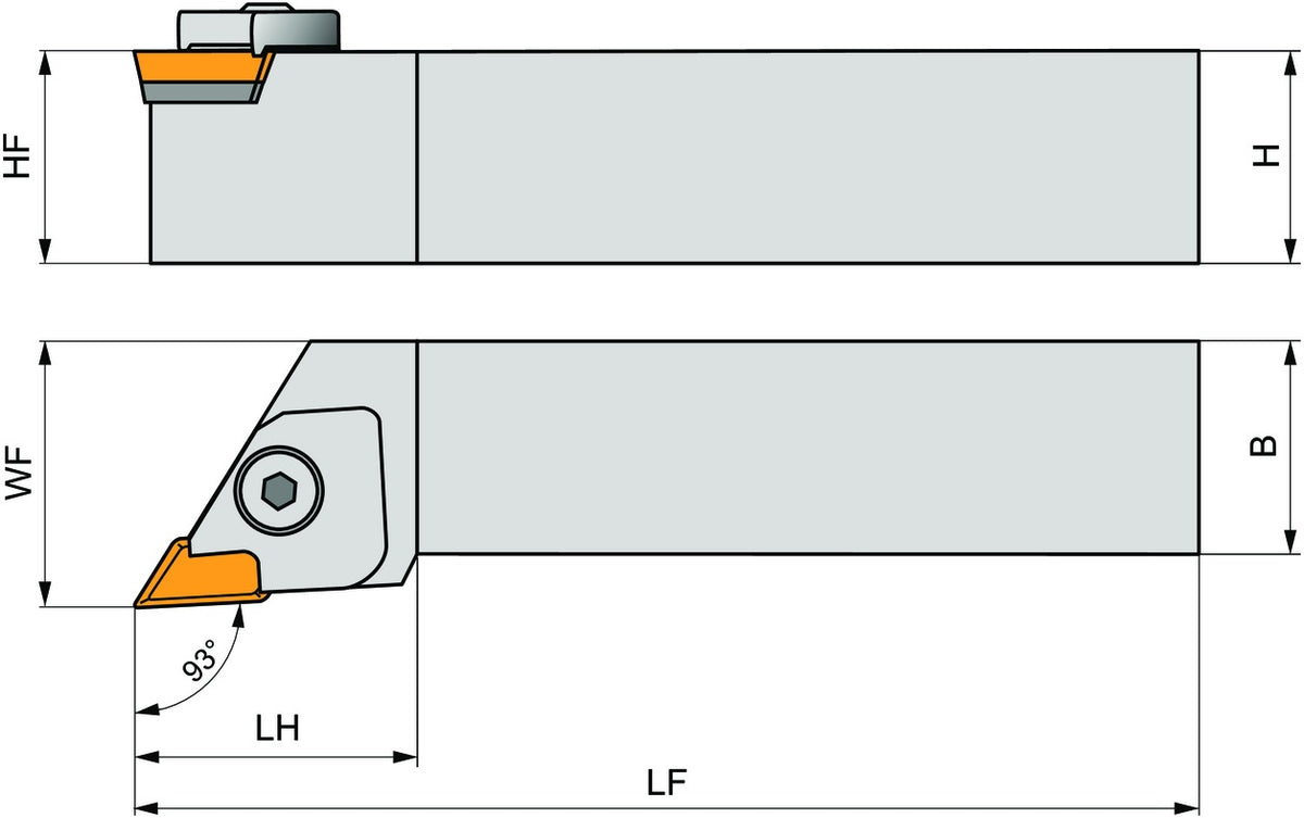 PRAMET Drehwerkzeughalter ISO CKJNL 2020 K 16 – Linkslauf, 125 mm, für 55° Wendeschneidplatten