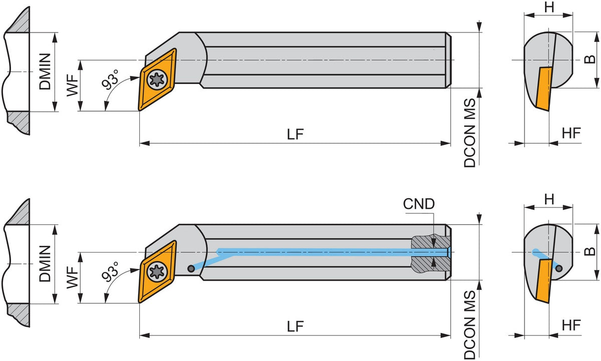 PRAMET Bohrstange ISO A32S-SDUCL 11-A D.32mm Linkslauf – Schraubklemmung für 55° Rhombus Wendeschneidplatten