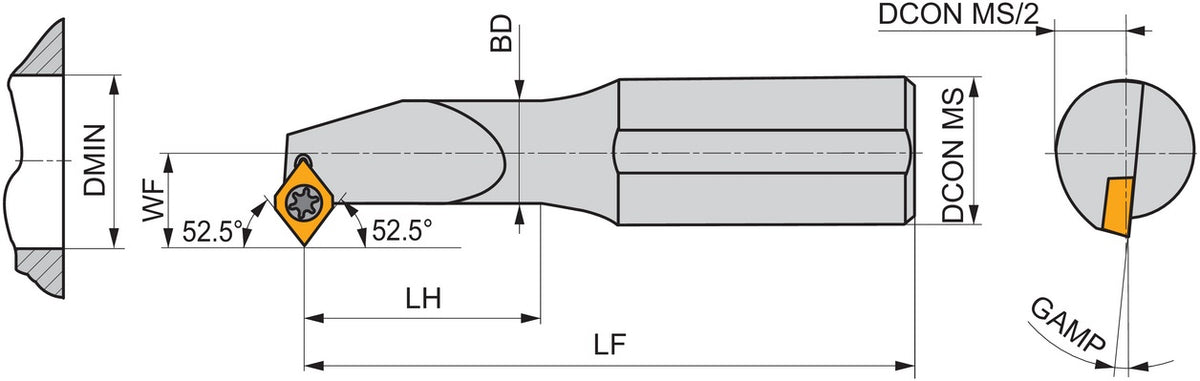 PRAMET Bohrstange ISO S0608H-SEXPL 05 D.8mm Linkslauf für Wendeschneidplatten