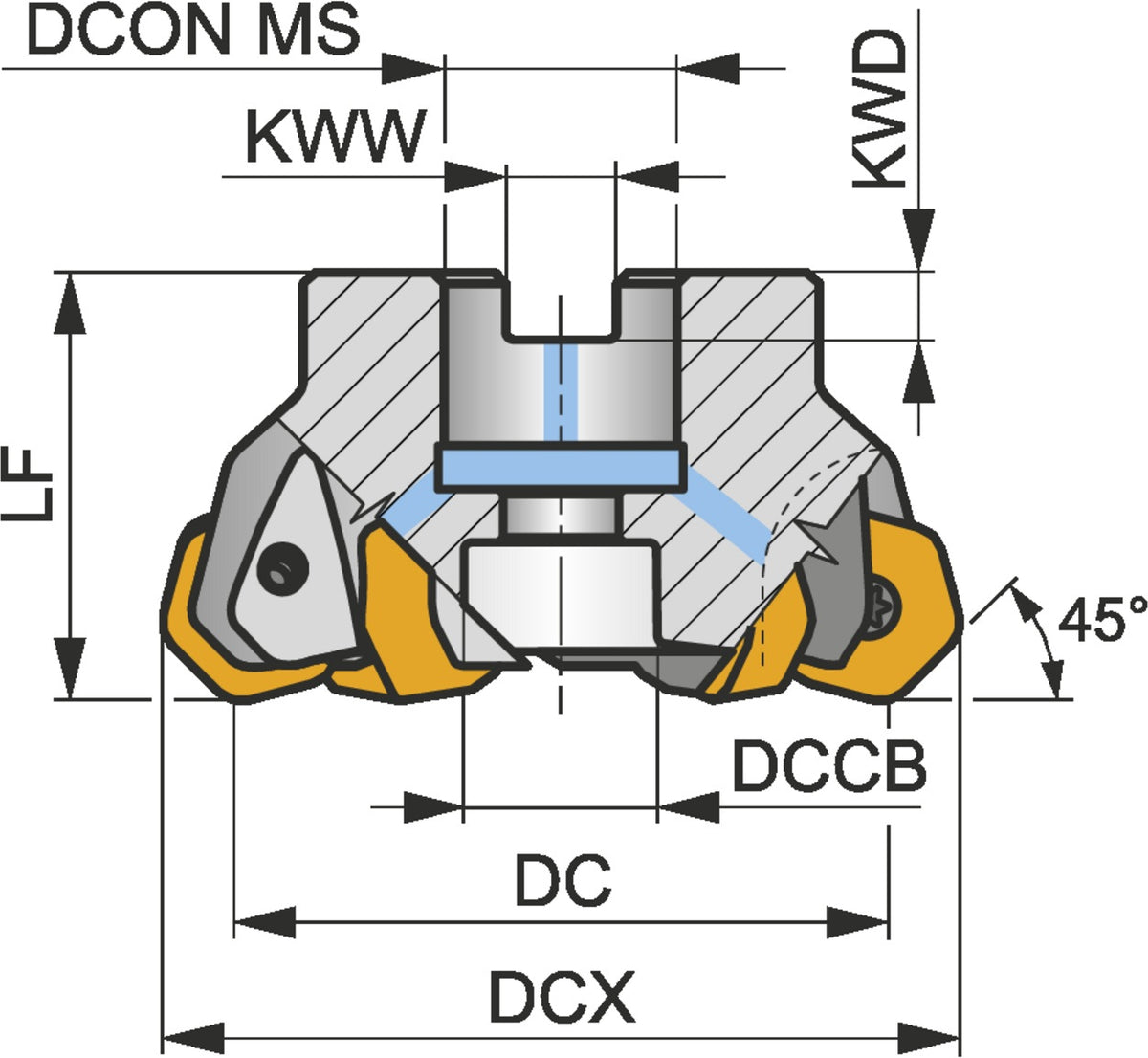 PRAMET Planfräser ISO 100A06R-S45HN09C-CF D.32mm Rechtslauf Schneid-D.111,7mm