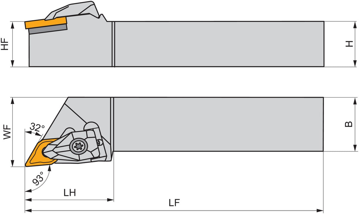 PRAMET Drehwerkzeughalter ISO DDJNL 2020 K 11 – Linkslauf, 125 mm, 20 x 20 mm
