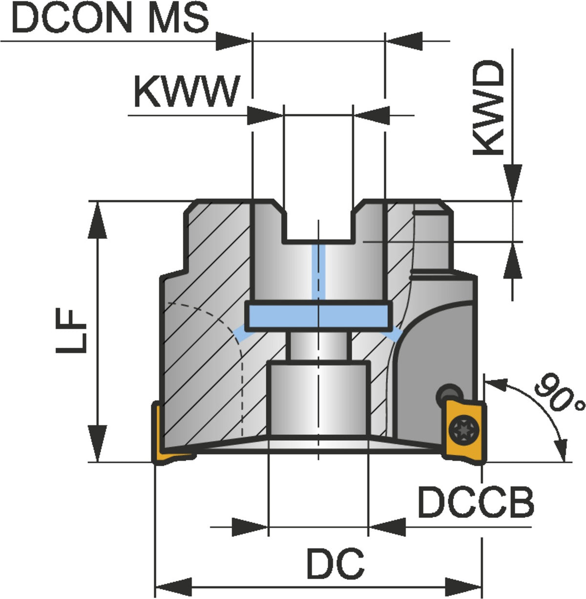 PRAMET Schulterfräser ISO 40A04R-S90AD11E-C, D.16mm, Rechtslauf, Schneid-D.40mm