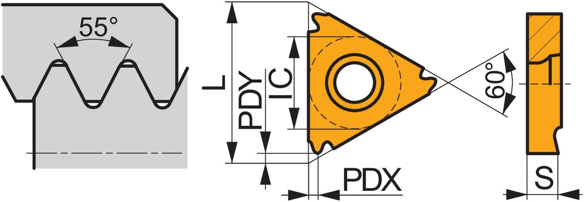 PRAMET Gewindedreh-Wendeschneidplatte TN 11NRA55:T8030 PVD beschichtet
