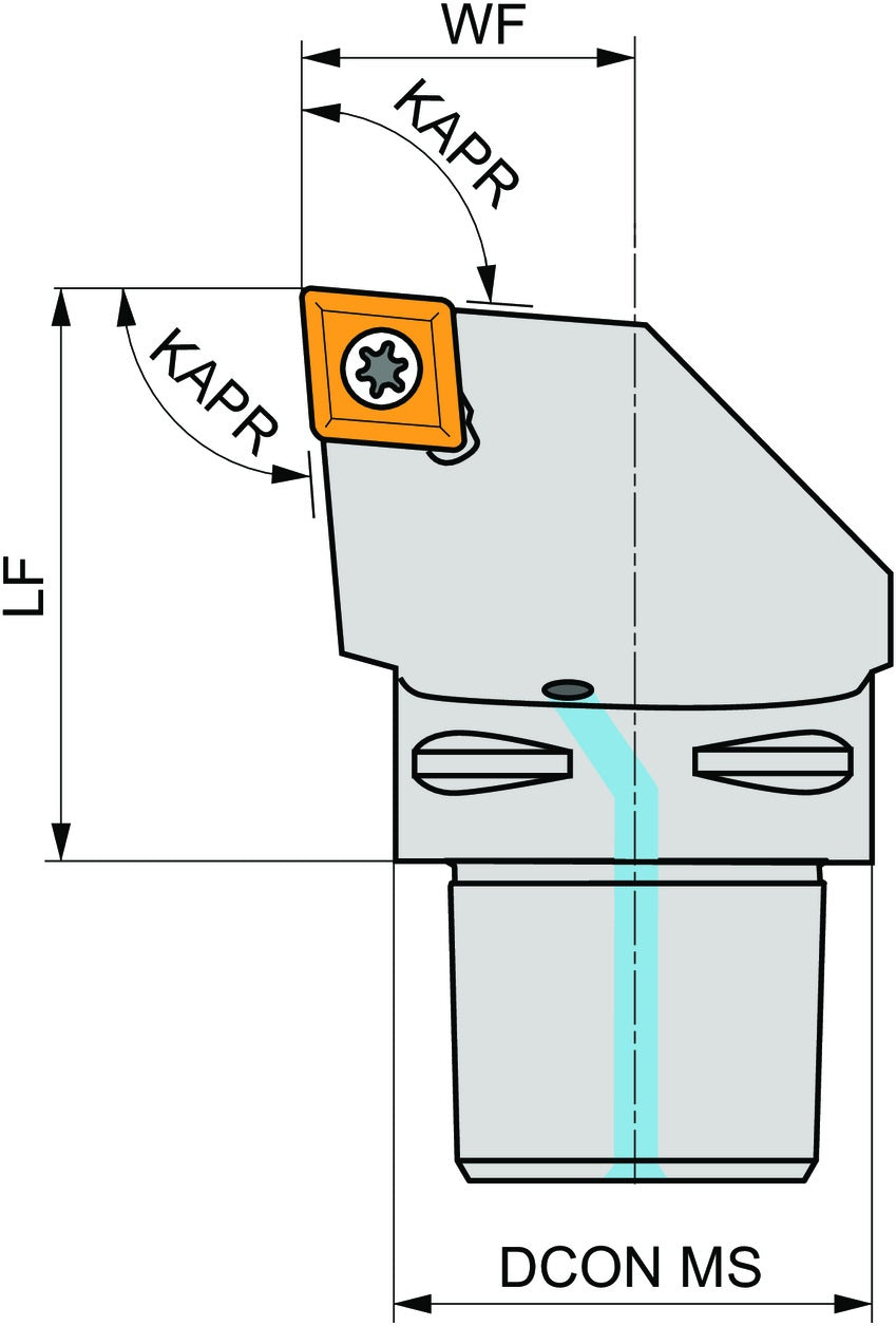 PRAMET Klemmhalter ISO C3-SCLCL-22040-09 mit Polygonkupplung, 32 mm, Linkslauf