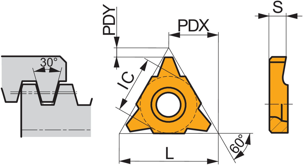 Dormer Pramet Gewindedreh-Wendeschneidplatte TN 22EN600TR:T8030, 5 Stk., PVD, Innenkreis-D. 12,7mm