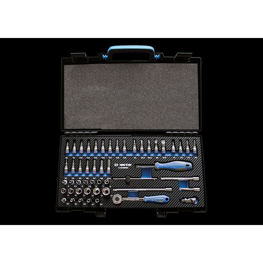KING TONY Profi-Werkzeuge - 1/4" 6-Kant Steckschlüssel-Set, mit Zubehör - 50 tlg. 2550MRE