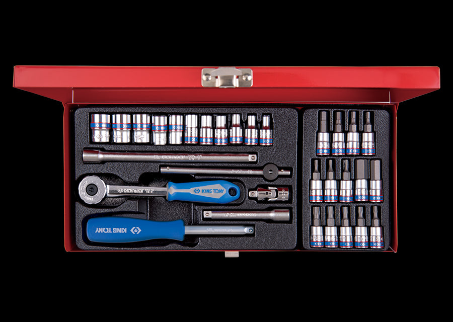 KING TONY Profi-Werkzeuge - 1/4" Steckschlüssel-Set, metrisch, mit Zubehör - 31 tlg. 2531MR03