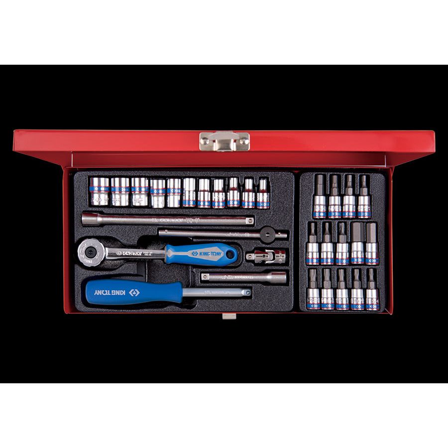 KING TONY Profi-Werkzeuge - 1/4" Steckschlüssel-Set, metrisch, mit Zubehör - 31 tlg. 2531MR03