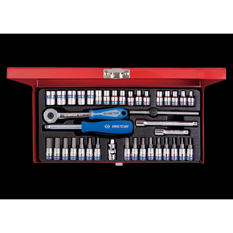 KING TONY Profi-Werkzeuge - 1/4" Steckschlüssel-Set, metrisch, mit Zubehör - 39 tlg. 2539MR01