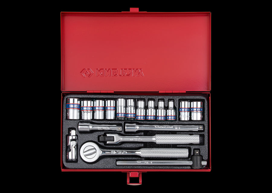 KING TONY Profi-Werkzeuge - 1/4" Steckschlüsseleinsatz-Set, metrisch, mit Zubehör - 18 tlg. 2518MR01