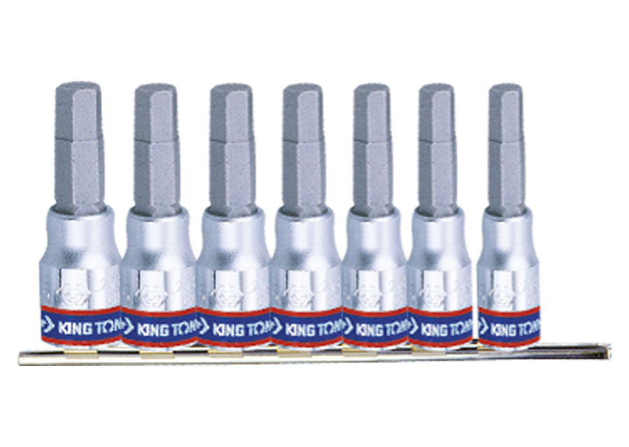 KING TONY Profi-Werkzeuge - 1/4" 6-Kant Steckschlüssel-Set, Steckleiste - 7 tlg. 2127PR