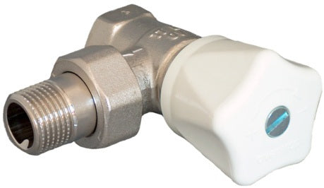 Oventrop Handregulierventil HRV PN 10 Eck DN 10 (3/8 Zoll) – Weiß, Vernickelt, Thermostatisch vorbereitet