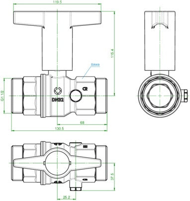 OVENTROP Optibal TW Trinkwasserkugelhahn DN 15, G 3/4Z Außengewinde, PN 10, Messing