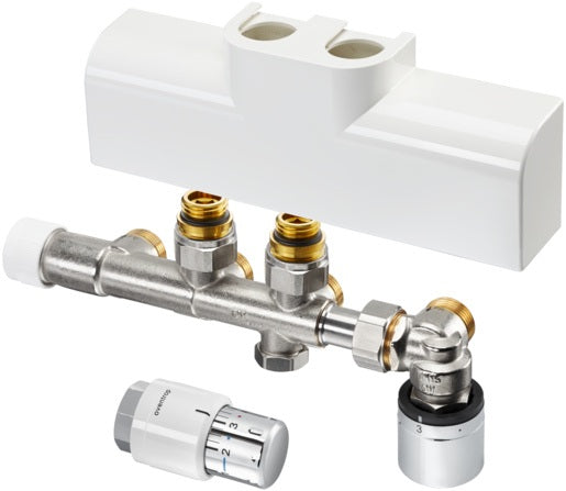 OVENTROP Multiblock T Badheizkörper-Anschluss-Set 8 verchromt mit Thermostat