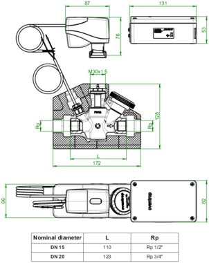 OVENTROP Aquastrom T Thermostatisches Regelventil PN 16 DN 15 Rp 1/2 x Rp 1/2